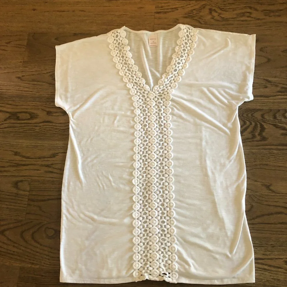 White Merona Swimsuit Coverup w/Front Lace Detailing